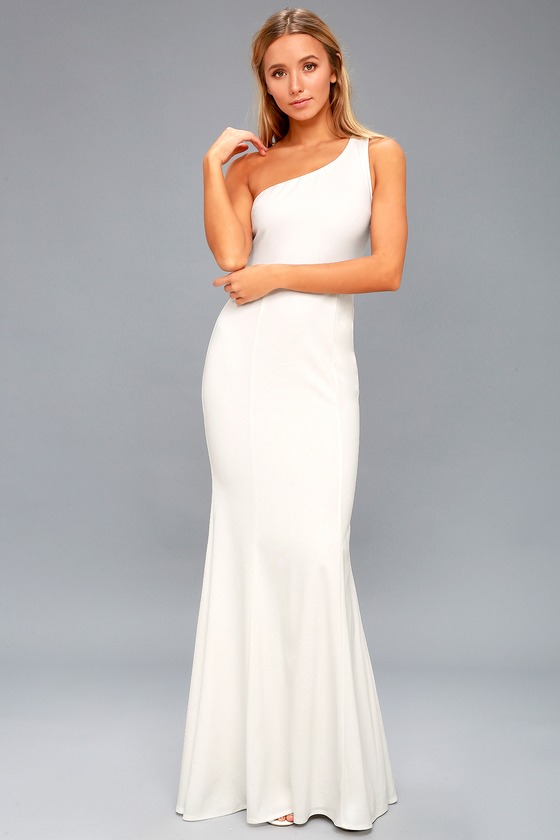 White One-Shoulder Dress - Lulus